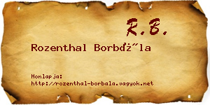 Rozenthal Borbála névjegykártya